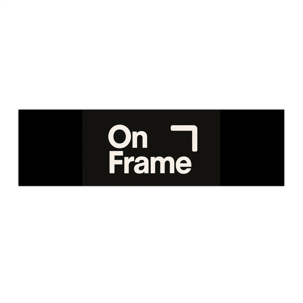 On Frame Logo Bumper Sticker – Minimal Black Auto Decal